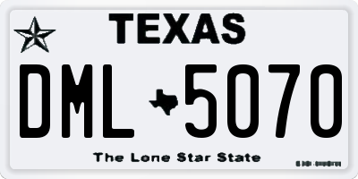 TX license plate DML5070