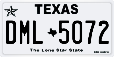 TX license plate DML5072