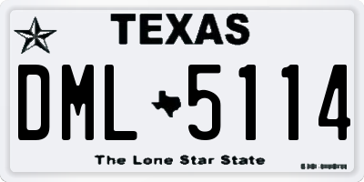 TX license plate DML5114