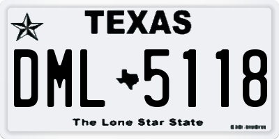 TX license plate DML5118