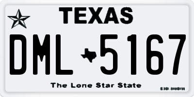 TX license plate DML5167