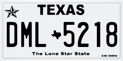 TX license plate DML5218