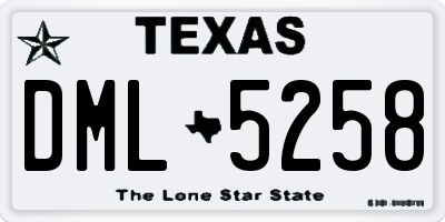 TX license plate DML5258