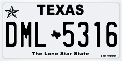 TX license plate DML5316