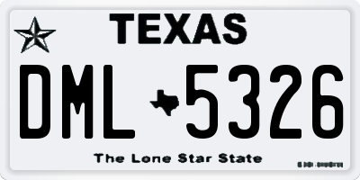 TX license plate DML5326