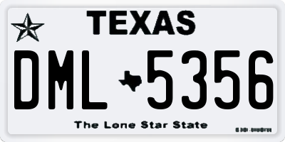 TX license plate DML5356