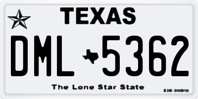 TX license plate DML5362