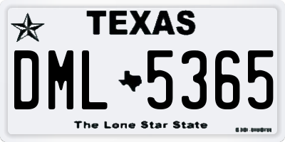 TX license plate DML5365