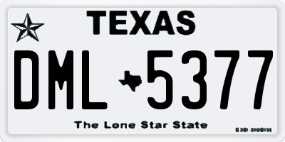 TX license plate DML5377