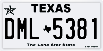 TX license plate DML5381