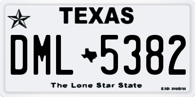 TX license plate DML5382