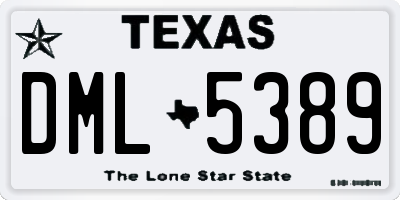 TX license plate DML5389