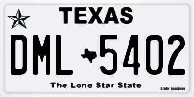 TX license plate DML5402