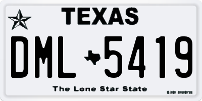 TX license plate DML5419