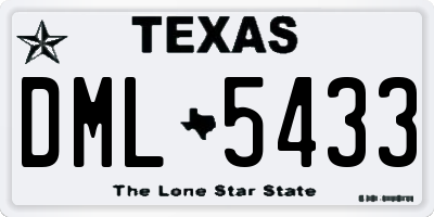 TX license plate DML5433