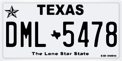 TX license plate DML5478