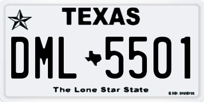 TX license plate DML5501