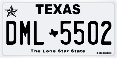 TX license plate DML5502