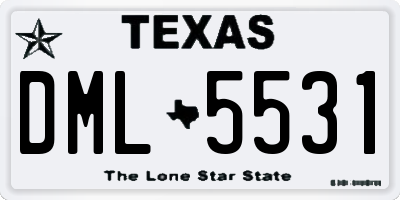 TX license plate DML5531