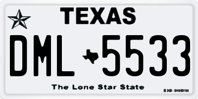 TX license plate DML5533