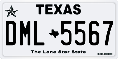 TX license plate DML5567
