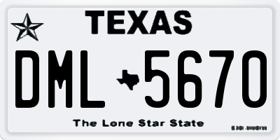 TX license plate DML5670