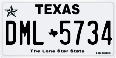 TX license plate DML5734