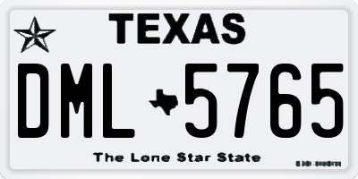 TX license plate DML5765