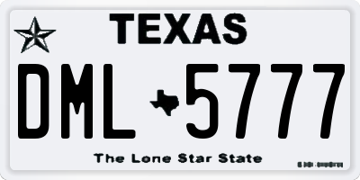 TX license plate DML5777