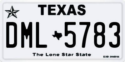 TX license plate DML5783