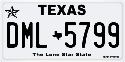 TX license plate DML5799