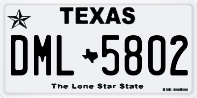 TX license plate DML5802