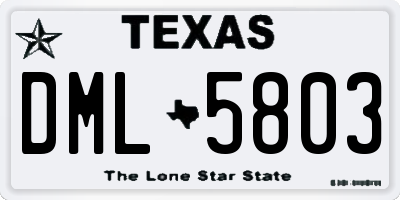 TX license plate DML5803