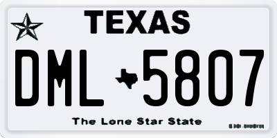 TX license plate DML5807