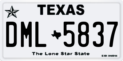 TX license plate DML5837