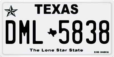 TX license plate DML5838