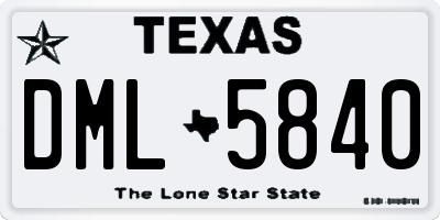 TX license plate DML5840