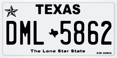 TX license plate DML5862