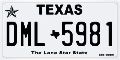 TX license plate DML5981