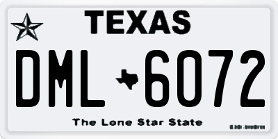TX license plate DML6072