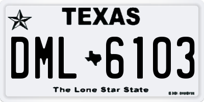 TX license plate DML6103