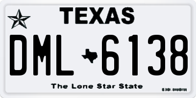TX license plate DML6138