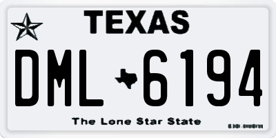 TX license plate DML6194
