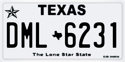 TX license plate DML6231