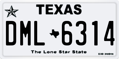 TX license plate DML6314
