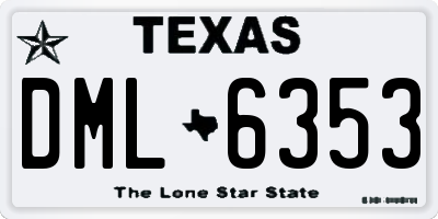 TX license plate DML6353
