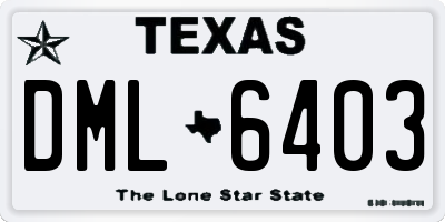 TX license plate DML6403