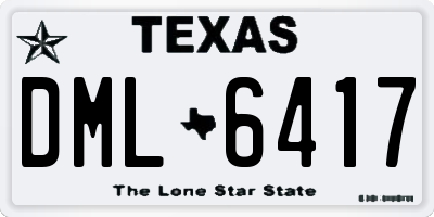 TX license plate DML6417