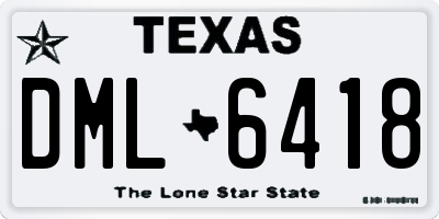 TX license plate DML6418