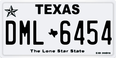 TX license plate DML6454